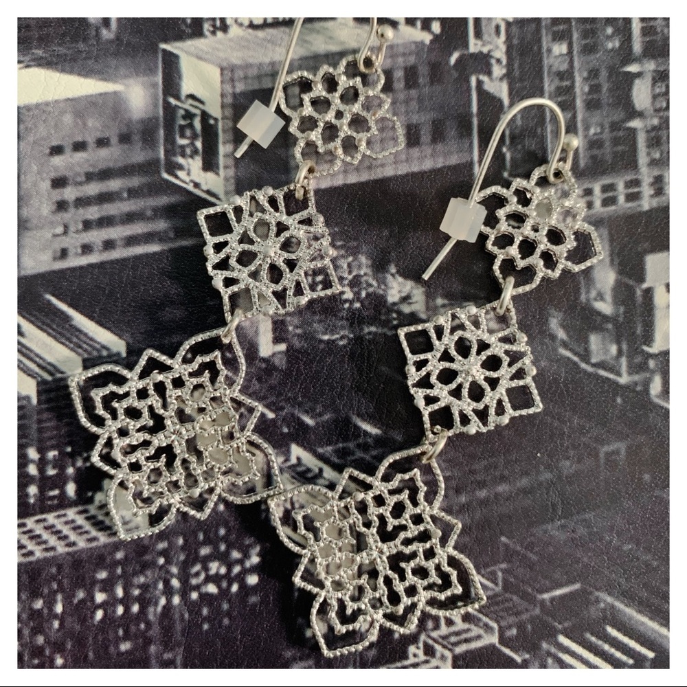 Sterling Silver Floral Dangle Earrings